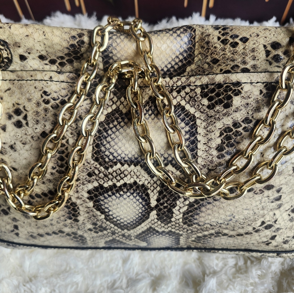 Tory Burch Elise Snake Skin Shoulder Bag - Picture 3 of 14